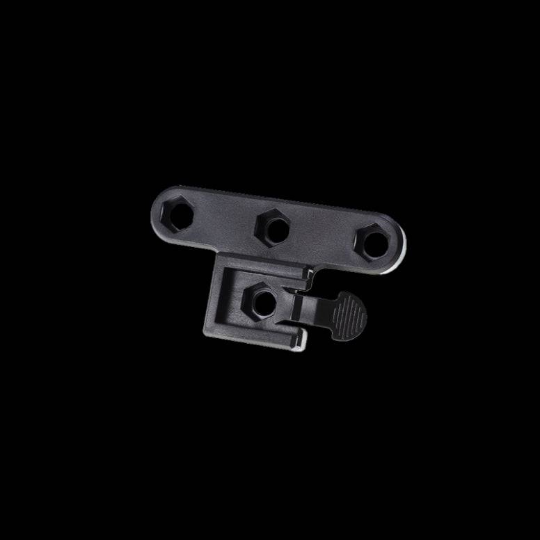 Moon Sport RB-19 rear rack mount accessory for bike lights, durable and compatible with bike racks, shown installed on bicycle.