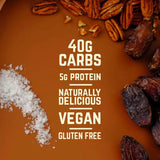 Veloforte gluten-free vegan energy bar with plant-based protein and carbs, showing the bar's packaging and ingredients.