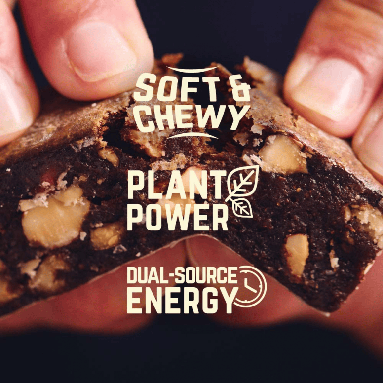 Veloforte gluten-free vegan energy bar with plant-based protein and carbs, showing the packaged bar with natural ingredients.
