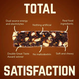 Veloforte gluten-free vegan energy bar with plant-based protein and carbs, showcasing the bar's texture and natural ingredients.