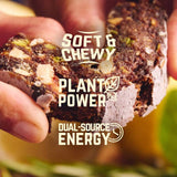 Veloforte gluten-free vegan energy bar with plant-based protein and carbs, showcasing the bar's texture and natural ingredients