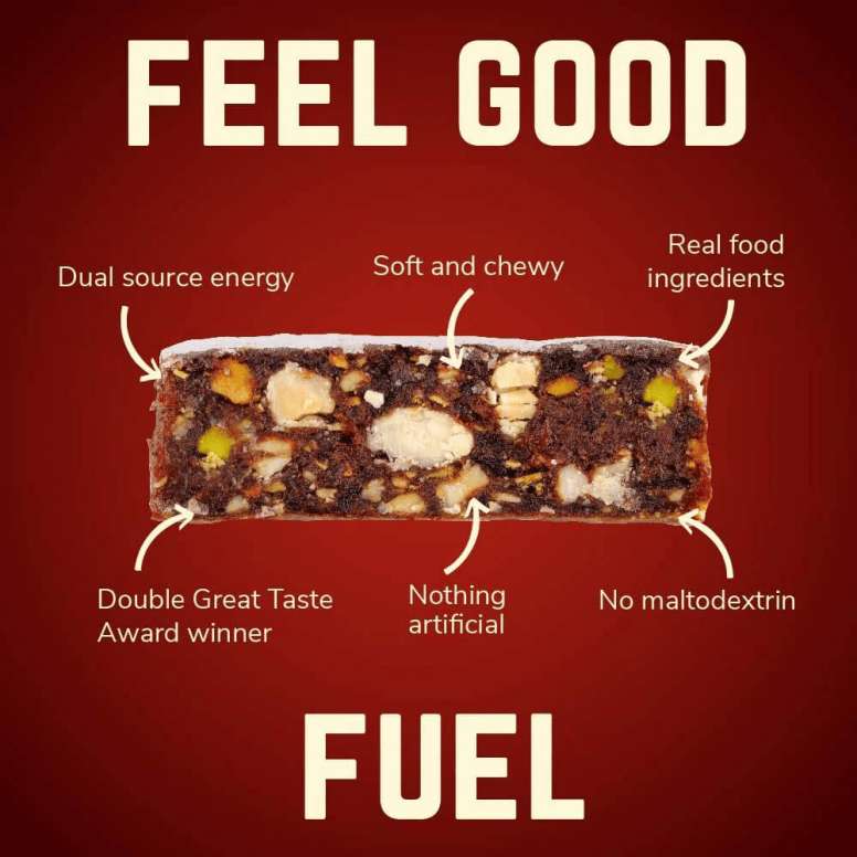 Veloforte gluten-free vegan energy bar with plant-based protein and carbs, showing the bar wrapped in natural packaging.