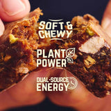 Veloforte gluten-free vegan energy bars with plant-based protein and carbs, displayed in a clear package on a white background.