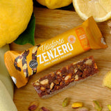 Veloforte gluten-free vegan energy bar with plant-based protein and carbs on a white background.