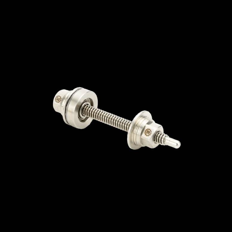 Enduro Bearings BRT-060 short rod and nut suspension pivot in silver stainless steel, used for bike suspension workshop applications