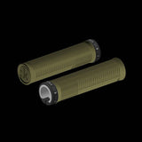 Fizik Comfort Feel MTB grip with vibration dampening and lock-on design, showing textured rubber surface and secure locking mechanism.