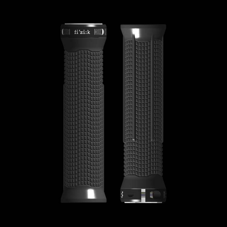 Fizik Race Feel MTB handlebar grips with vibration dampening silicone compound for enhanced grip and comfort during mountain biking.