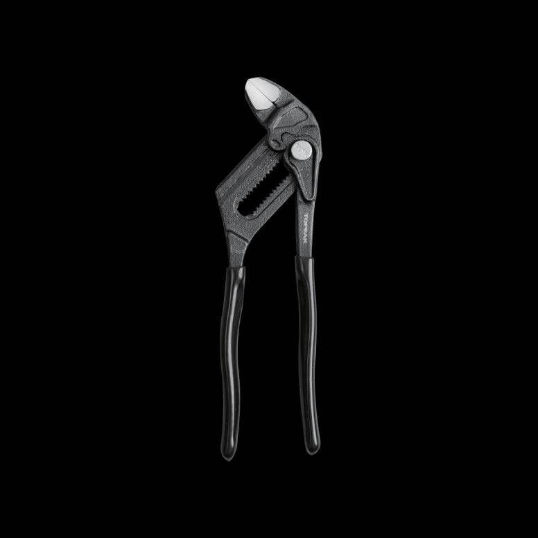 Topeak 7-inch pliers wrench with black PVC handle, ideal for workshop use, featuring adjustable jaw for gripping and turning tasks.