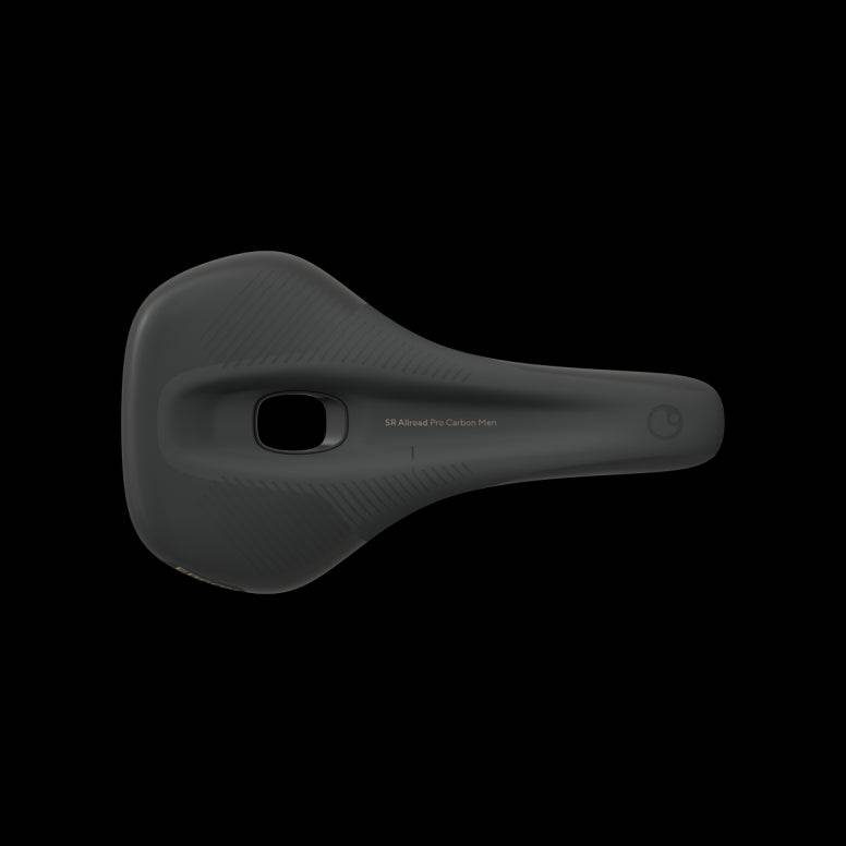Ergon SR Allroad Pro Carbon men's bike saddle designed for gravel racing and bikepacking, featuring a lightweight carbon construction.