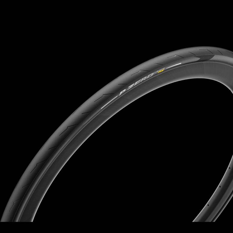 Pirelli P ZERO Race RS SmartEVO2 TechBELT clincher folding bead road bike tyre, close-up view showing tread and sidewall details.