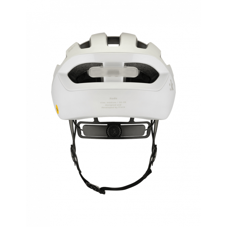 Fizik Kudo cycling helmet with MIPS Air Node technology, ventilation vents, and rear light for safety and airflow during rides.