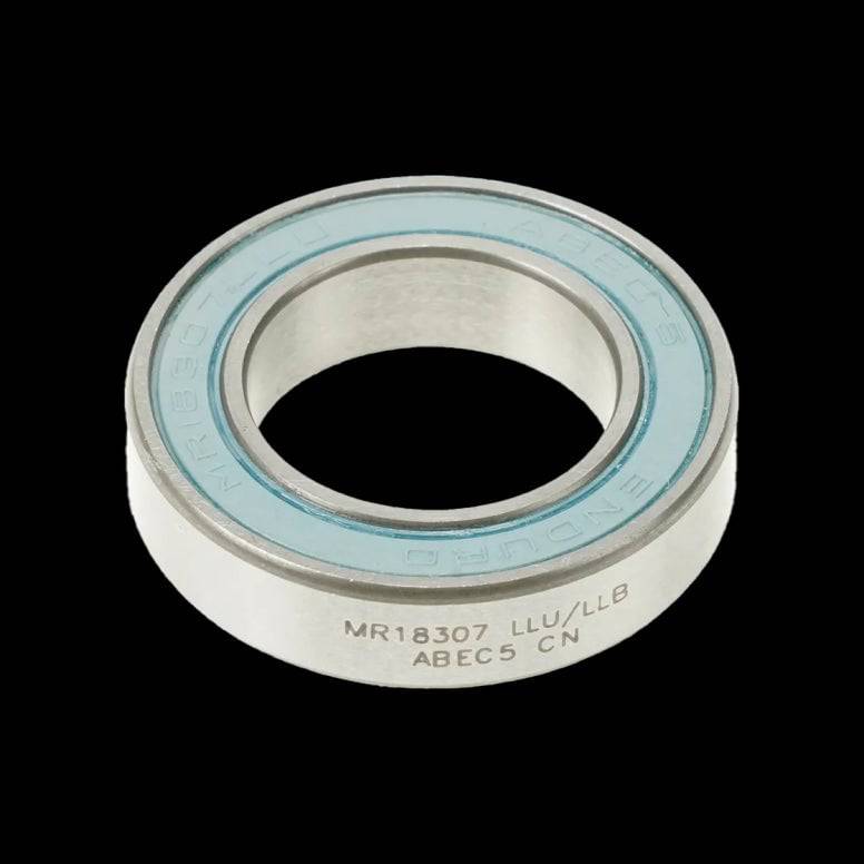 Enduro Bearings MR 18307 LLU/LLB SL CN ABEC-5 bicycle radial bearing in silver, showing detailed view of the 18x30x7 component