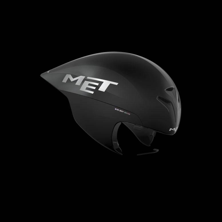 MET Drone II Wide Body triathlon aero helmet with aerodynamic design and ventilation for time trial cycling.