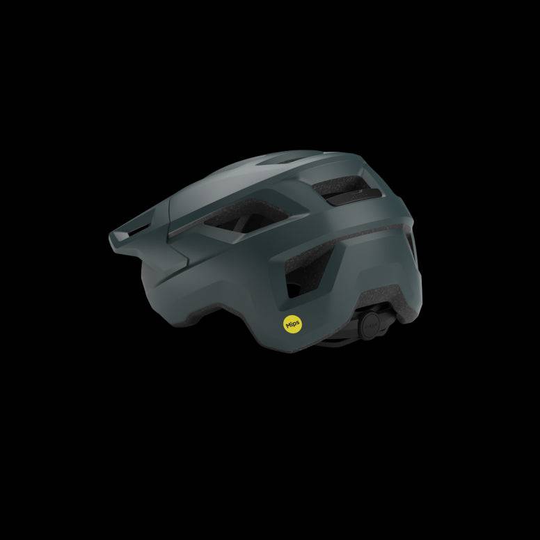 MET Shelter MIPS MTB helmet with advanced brain protection and ventilation, shown from the front with adjustable straps and visor