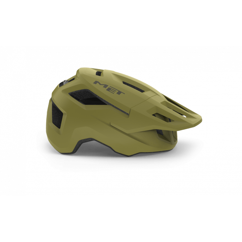 MET Shelter MIPS MTB helmet with vented design and advanced brain protection, shown from the side with adjustable straps.