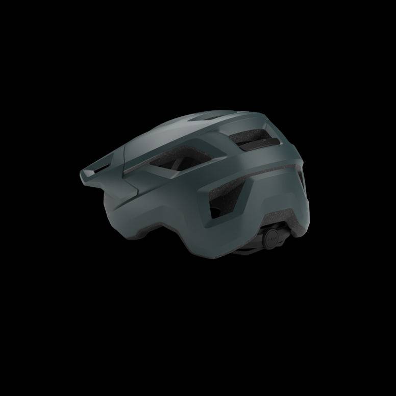 MET Shelter MTB helmet with Safe-T Sport Fit System and ventilation features, shown from the side with adjustable straps.