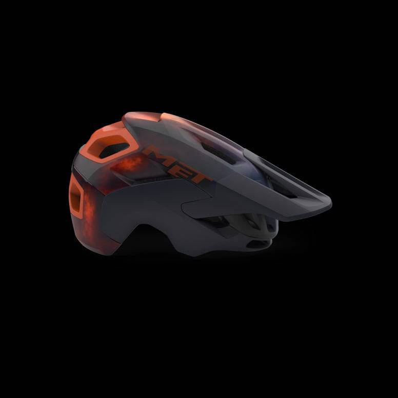 MET Revo Mips MTB helmet with advanced ventilation and safety features, shown from the front with multiple air vents and secure strap.