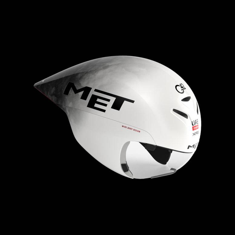 MET Drone II Wide Body Triathlon Aero Helmet, aerodynamic time trial helmet designed for triathlon cycling, shown in black with vents.
