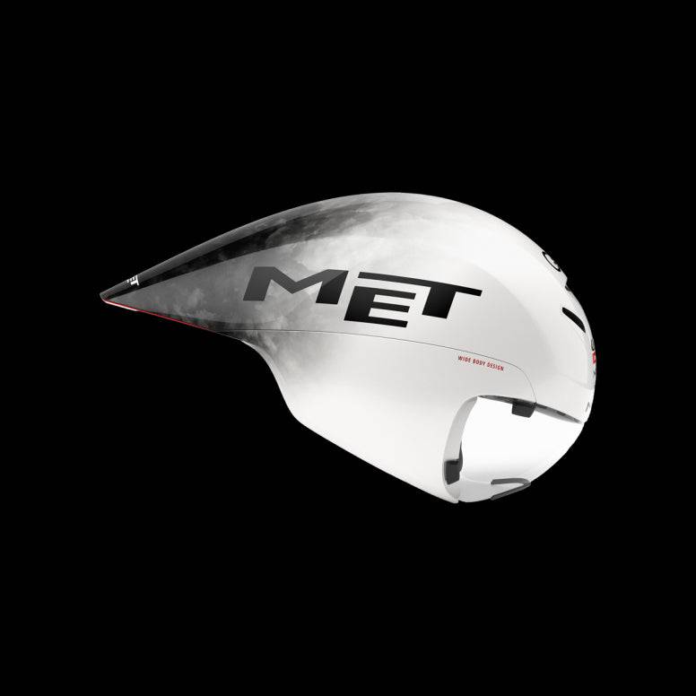 MET Drone II Wide Body Triathlon Aero Helmet, aerodynamic time trial helmet with wide body design for cycling performance.