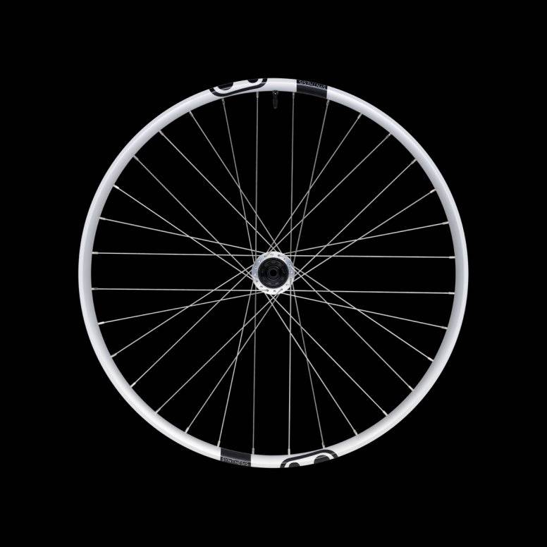 Crankbrothers Synthesis Alloy 2.0 enduro rear wheel for mountain bikes, showcasing the alloy rim and hub assembly.