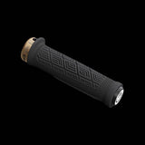 Ergon GDH Team MTB grips with ergonomic design and secure locking stops, shown on mountain bike handlebars.
