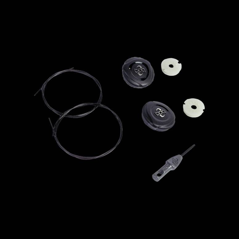 Fizik BOA L5 Kit for M6B MTB Shoes in black, replacement fit adjustment system with dial and cable for cycling shoes.