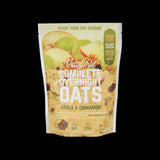 Veloforte plant-based overnight oats with seeds and real fruit in a bowl, high-protein breakfast accessory.