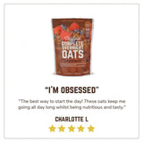 Veloforte plant-based overnight oats with seeds and real fruit, high-protein breakfast in a bowl.