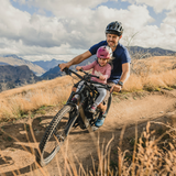 Kids Ride Shotgun Pro Evo 2-in-1 child bike seat and handlebars combo in black, designed for safe and comfortable riding.
