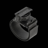 Topeak Ridecase multi-mount bike phone holder attached to a 35-48mm stem, black accessory for cycling navigation and convenience.