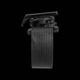 Topeak Ridecase multi-mount bike phone holder attached to a 35-48mm stem, black, designed for secure smartphone mounting during rides.