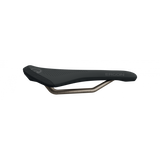 Ergon SMS Pro men's mountain bike saddle with ergonomic design and TiNox SL rails, shown from the side.