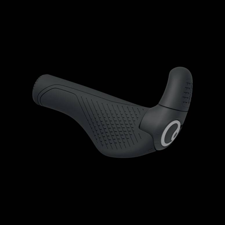 Ergon GS2 Evo ergonomic bike grips with adjustable two-finger bar ends, designed for comfort and control on cycling components.