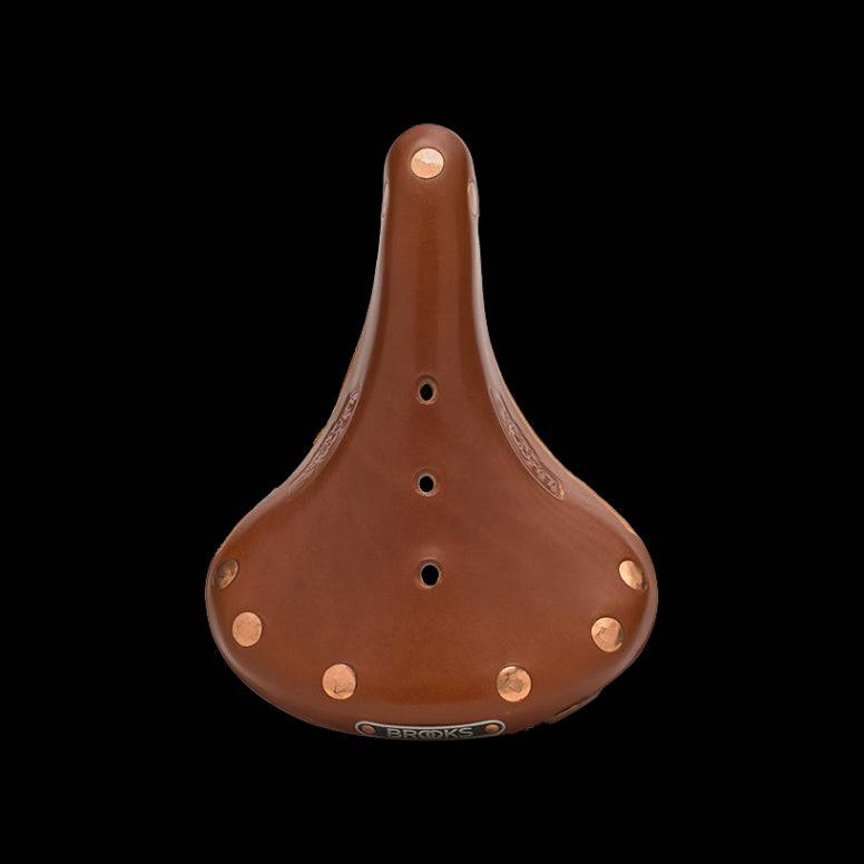 Brooks B17 Special short road bike saddle with copper steel rails and rivets, designed for comfortable cycling.