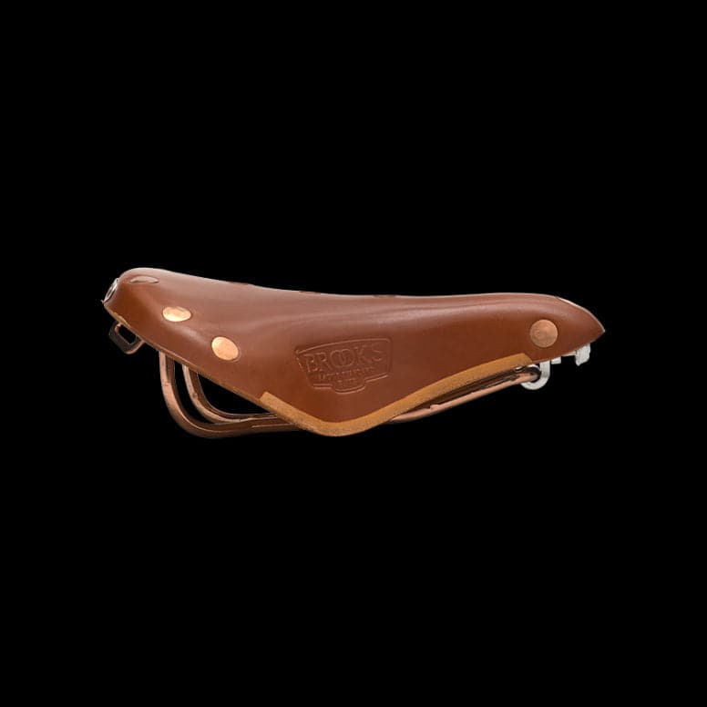 Brooks B17 Special short road bike saddle with copper steel rails and rivets, designed for comfortable cycling.