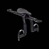 Kids Ride Shotgun Pro II child bike seat with black handlebars, designed for safe and comfortable riding for kids and parents.