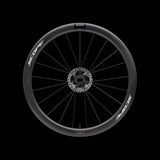 Scope Cycling R4.A V2 45mm allroad wheelset with tubeless-ready, aerodynamic design, featuring black carbon rims and silver spokes.