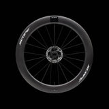 Scope Cycling R6 V2 65mm tubeless clincher road wheelset with aerodynamic racing wheels, shown from the side.