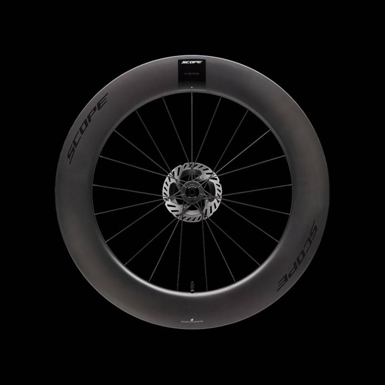Scope Cycling R8.T V2 85mm triathlon and time trial wheelset with aerodynamic carbon wheels and deep-section rims.