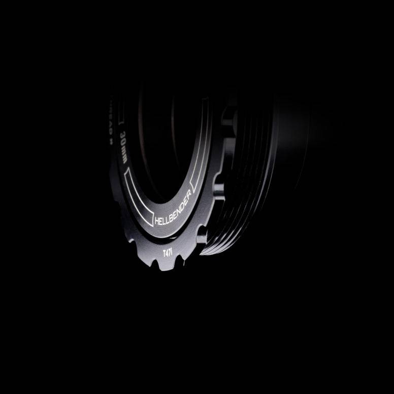 Cane Creek Hellbender 70 bottom bracket for BSA, T47, PF30, BB30, and PF41 bike frames, shown installed in a bicycle crank area.