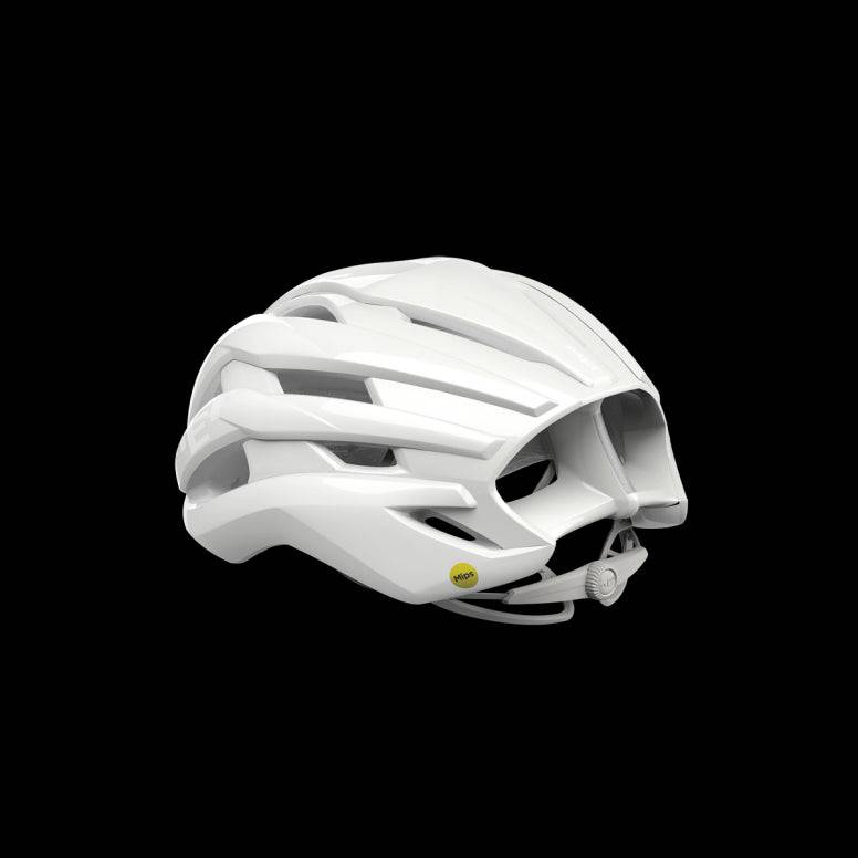 MET Trenta Mips road cycling helmet with aerodynamic design and MIPS-C2 safety technology, shown from the side angle.