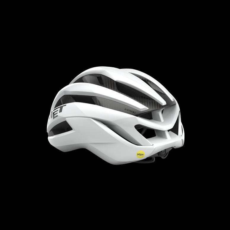 MET Trenta 3K Carbon Airframe road cycling helmet with MIPS Air safety technology, lightweight design, and aerodynamic shape.