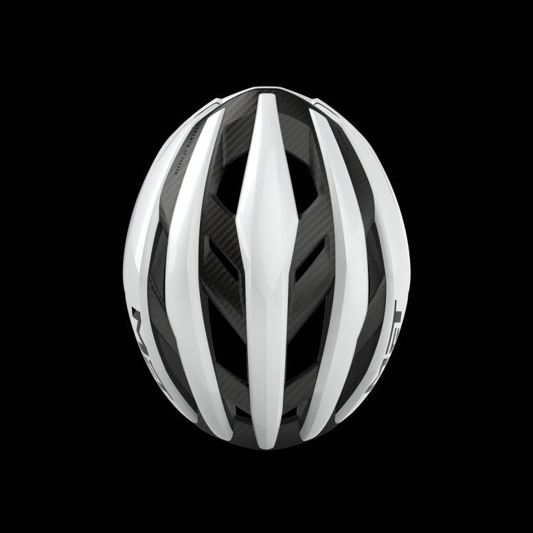 MET Trenta 3K Carbon Airframe road cycling helmet with MIPS Air safety technology, featuring a sleek aerodynamic design.