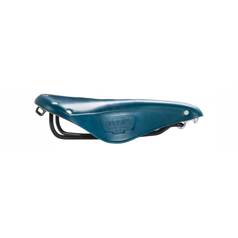 Brooks B17 Leather Road Bike Saddle with black steel rails, showcasing its classic leather design and durable construction.