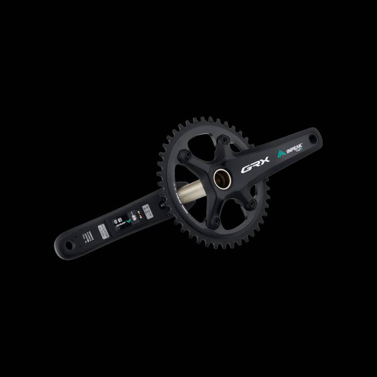 INPEAK Inpeak GRX RX820 1X Powercrank-E Twin2 dual-sided cycling power meter installed on a bicycle crankset.