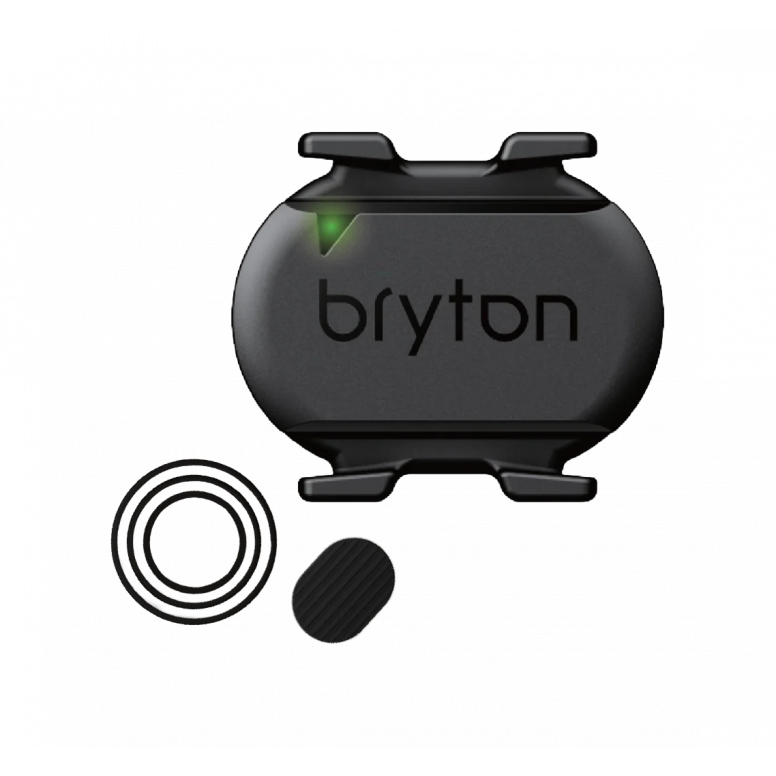 Bryton Smart Cadence Sensor with magnetless design, ANT+ and Bluetooth connectivity, showing the compact sensor for cycling accessories.