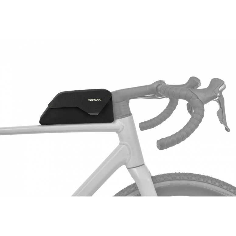 Topeak Toploader Dryshell 1L weatherproof bike top tube bag with magnetic closure, designed for bike accessories storage.