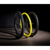 Pirelli Scorpion SmarTUBE Lite TPU inner tube for gravel and MTB wheels, shown installed on a bike wheel.