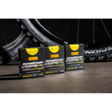 Pirelli Scorpion SmarTUBE Lite TPU inner tube for gravel and MTB wheels, shown installed in a bike tire.