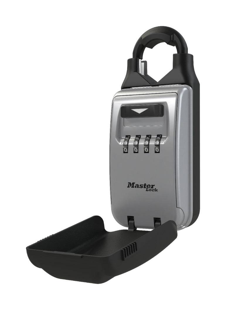 Master Lock 5420 universal combination key locker box with weather cover, angled design for secure outdoor key storage